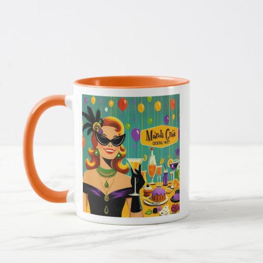 Retro 50s Mardi Gras Martini Cocktail Party マグカップ (左)