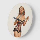 Retro 50's Pin-up Beauty ラージ壁時計 (傾斜)