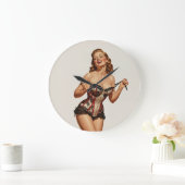 Retro 50's Pin-up Beauty ラージ壁時計 (ホーム)
