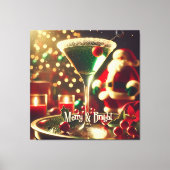 Retro 50s Santa Christmas Green Martini キャンバスプリント (正面)