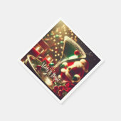 Retro 50s Santa Christmas Green Martini スタンダードカクテルナプキン (角)