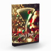 Retro 50s Santa Christmas Green Martini フォトブロック (左)