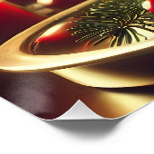 Retro 50s Santa Christmas Green Martini ポスター (コーナー)