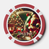 Retro 50s Santa Christmas Green Martini ポーカーチップ (裏面)
