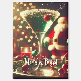 Retro 50s Santa Christmas Green Martini マグネット