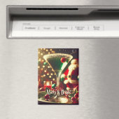 Retro 50s Santa Christmas Green Martini マグネット (インサイチュ (食洗機))