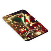 Retro 50s Santa Christmas Green Martini マグネット (右側)