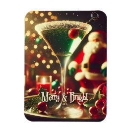 Retro 50s Santa Christmas Green Martini マグネット