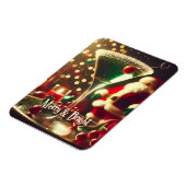 Retro 50s Santa Christmas Green Martini マグネット (左側)