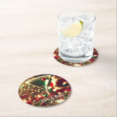 Retro 50s Santa Christmas Green Martini ラウンドペーパーコースター (インサイチュ)