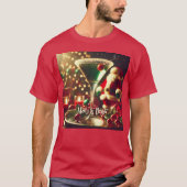 Retro 50s Santa Christmas Green Martini Tシャツ (正面)