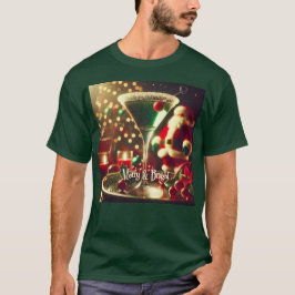 Retro 50s Santa Christmas Green Martini Tシャツ