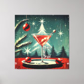 Retro 50s Snow Flurry Christmas Tree Martini キャンバスプリント (正面)