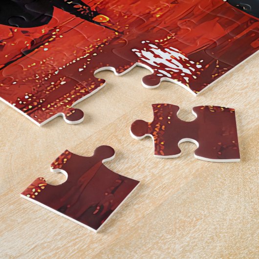 Retro 50s Snow Flurry Christmas Tree Martini ジグソーパズル (側面)