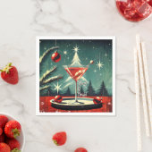 Retro 50s Snow Flurry Christmas Tree Martini スタンダードカクテルナプキン (インサイチュ)