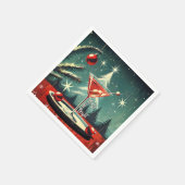 Retro 50s Snow Flurry Christmas Tree Martini スタンダードカクテルナプキン (角)