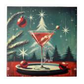 Retro 50s Snow Flurry Christmas Tree Martini タイル (正面)