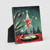 Retro 50s Snow Flurry Christmas Tree Martini フォトプラーク (正面)