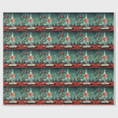 Retro 50s Snow Flurry Christmas Tree Martini ラッピングペーパー (フラット)