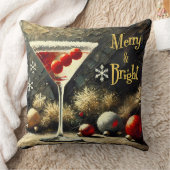 Retro 50s Triple Cranberry Christmas Martini クッション (ブランケット)