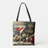 Retro 50s Triple Cranberry Christmas Martini トートバッグ (裏面)