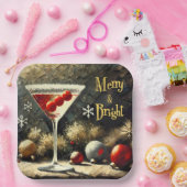 Retro 50s Triple Cranberry Christmas Martini ペーパープレート (パーティー)