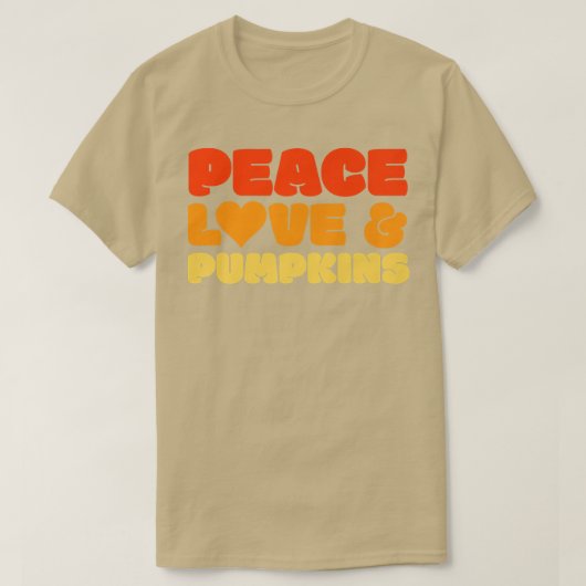 Retro 60s 70s Fall Autumn Season Peace Love Pumpki Tシャツ (デザイン正面)