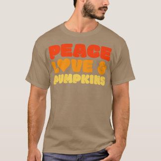 Retro 60s 70s Fall Autumn Season Peace Love Pumpki Tシャツ