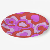 Retro 60s-70s Hearts ペーパープレート (アングル)