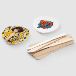 Retro 60's Beauty Geometric fashionplate yellow ハンドファン