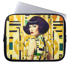 Retro 60's Beauty Geometric fashionplate yellow ラップトップスリーブ
