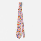 Retro 60s floral - daisy flowers in pink, orange ネクタイ (正面)