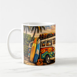 Retro 60s Hippie Beach Bus Sunset | Surf Van Life コーヒーマグカップ