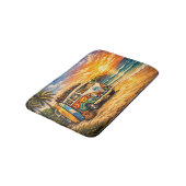 Retro 60s Hippie Beach Bus Sunset | Surf Van Life バスマット (アングル)