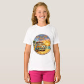 Retro 60s Hippie Beach Sunset Adventure Life Girls Tシャツ (正面フル)