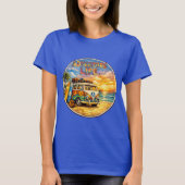 Retro 60s Hippie Beach Sunset | Adventure Van Life Tシャツ (正面)