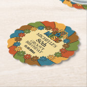 Retro 60s Music Birthday Party for Music Lovers ペーパーコースター (アングル)