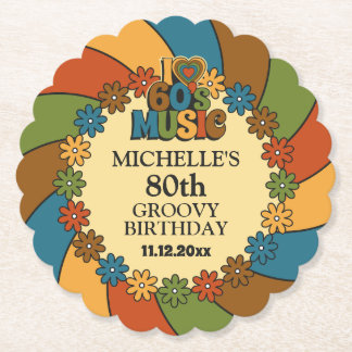 Retro 60s Music Birthday Party for Music Lovers ペーパーコースター