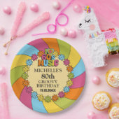 Retro 60s Music Theme 80th Birthday Party Paper Pl ペーパープレート (パーティー)