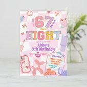 Retro 67 Aesthetic Girl 8th Birthday Patch Party 招待状 (スタンド正面)
