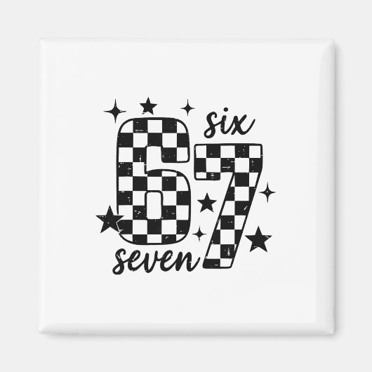 Retro 67 Checkered Six Seven Meme Funny Teacher St マグネット (正面)