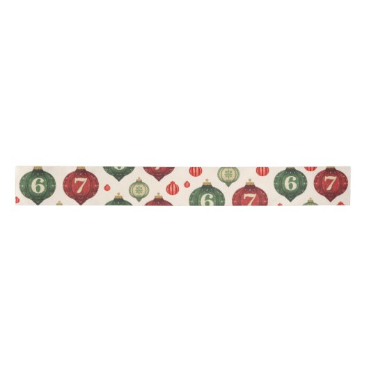 Retro “67” Christmas Ornament Flat Wrapping Paper サテンリボン (正面)