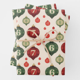 Retro “67” Christmas Ornament Flat Wrapping Paper ラッピングペーパーシート