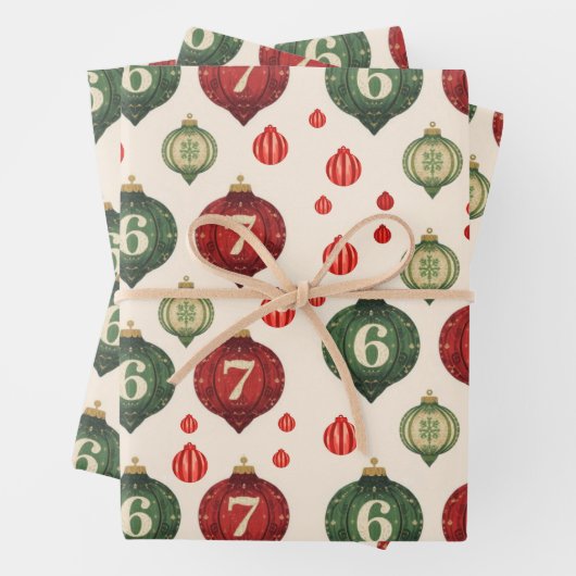 Retro “67” Christmas Ornament Flat Wrapping Paper ラッピングペーパーシート (インサイチュ)