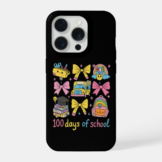 Retro 67 Days Of School Pastel Pencil Student iPhoneケース (裏面)