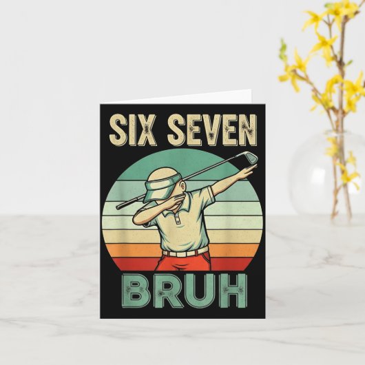Retro 67 Meme 6 7 Six Seven Bruh Golf Golfer Vinta カード (黄色い花)
