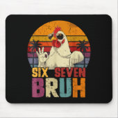 Retro 67 Six Seven Bruh Funny Chicken With Sungles マウスパッド (正面)