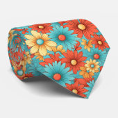 Retro 70s Classic Flowers Groovy Custom Necktie ネクタイ (ロール)