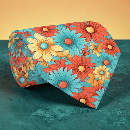 Retro 70s Classic Flowers Groovy Custom Necktie ネクタイ