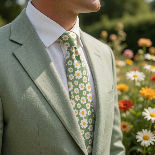 Retro 70s Daisy Dreams Gradient Floral ネクタイ